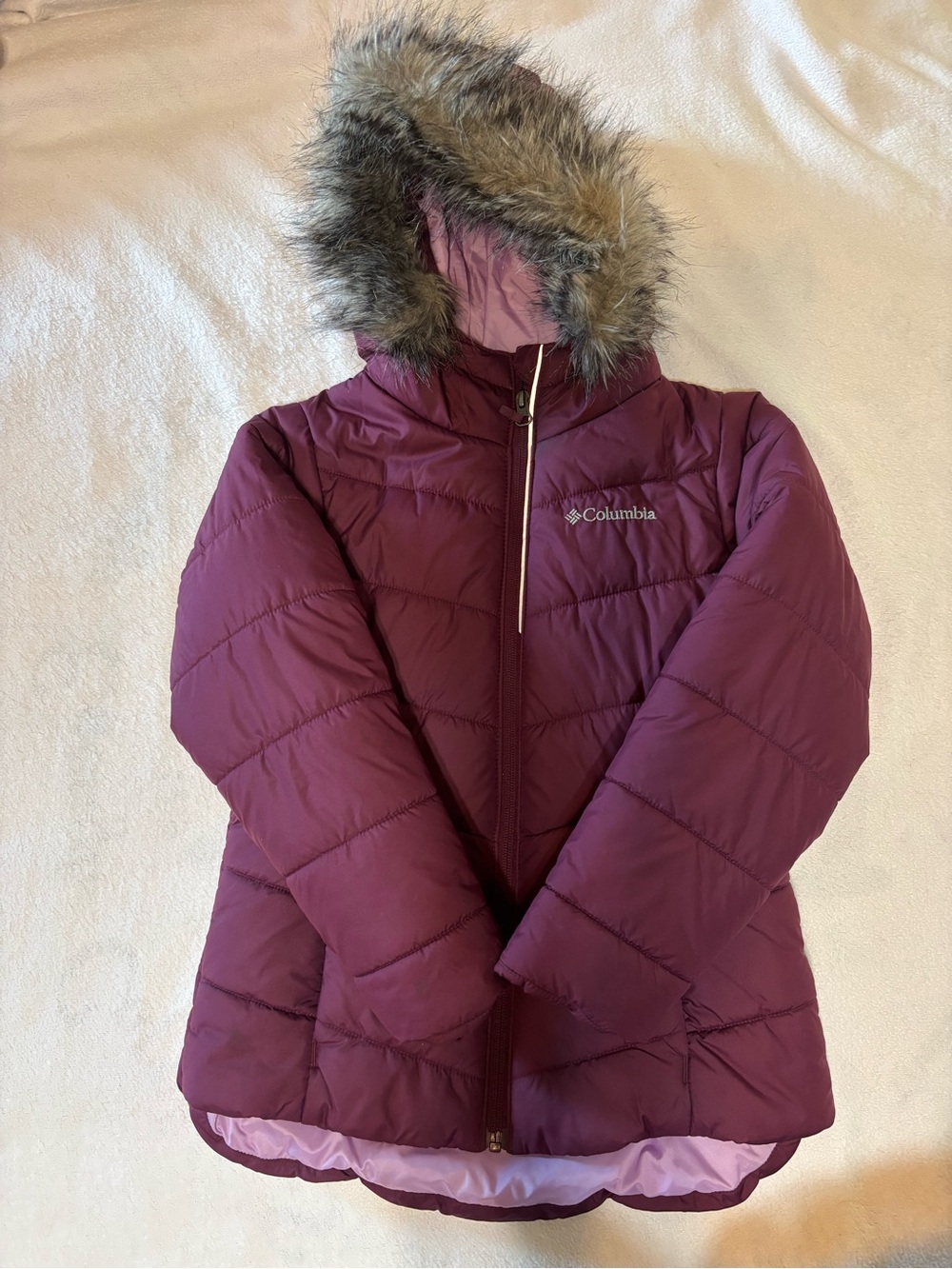 Columbia Girls' Insulated Hooded Puffer Jacket Small 7/8